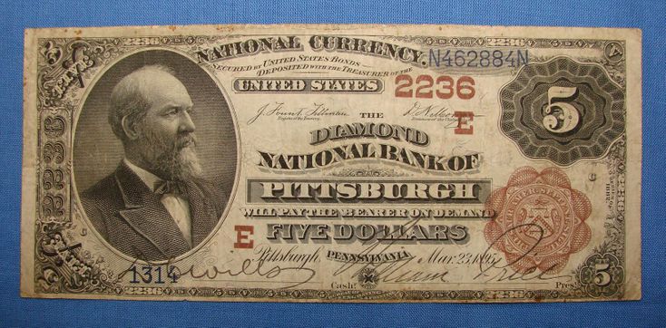 1985 $5.00 National Currency Note Pennsylvania front in Sandwich, MA