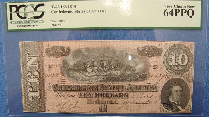 1864 $10.00 Confederate Note