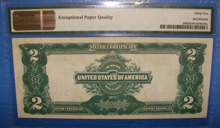 1899 $2.00 Silver Certificate Porthole Note Back in Sandwich, MA