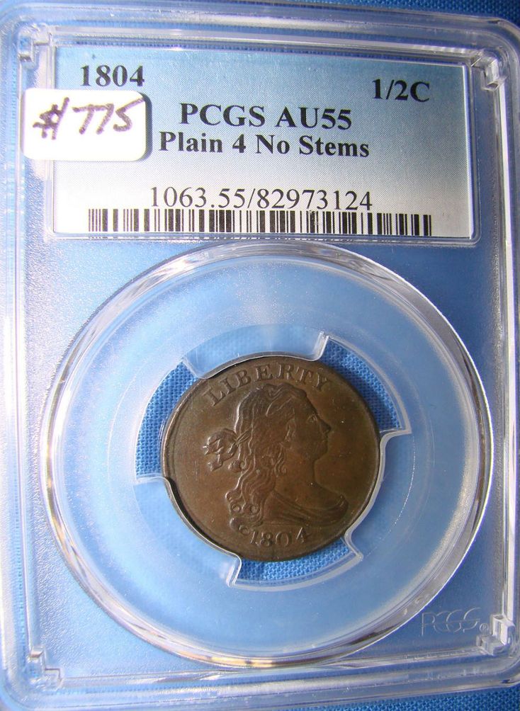 1804 Draped Bust 1/2 Cent Sandwich, MA