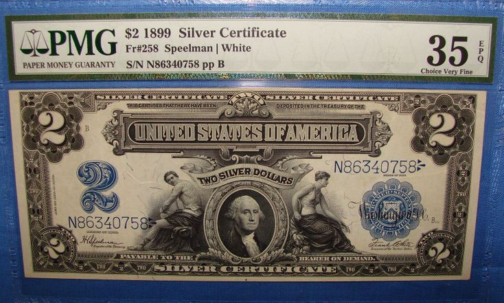 1899 $2.00 Silver Certificate Porthole Note Front In Sandwich, MA