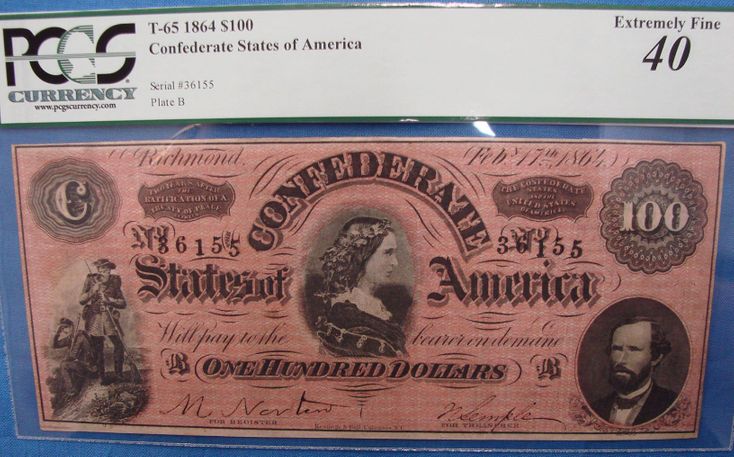 1864 $100 Confederate Note Front