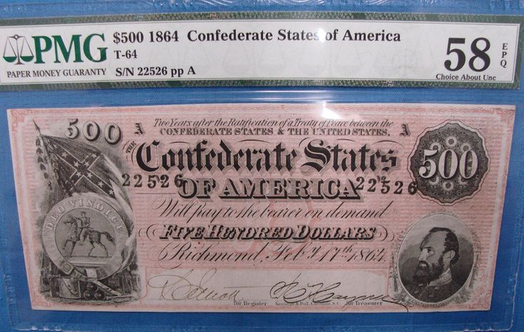 1864 $500 Confederate Note Front