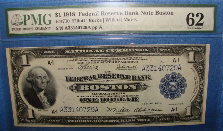 1918 $1.00 Federal Reserve Bank Note Boston in Sandwich, MA